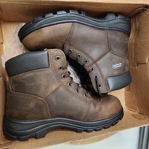 Skechers Workshire Peril Steel Toe Work Boots Women’s 10 Brown